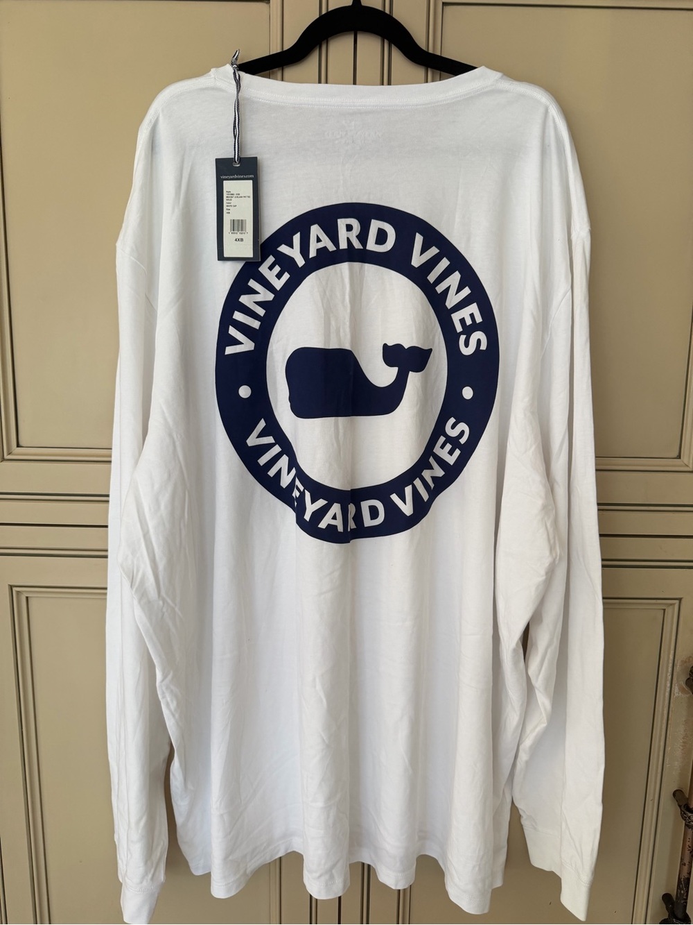 Vineyard Vines Men's White Whale Long-Sleeve Logo Pocket Tee Shirt Big Tall 4XB